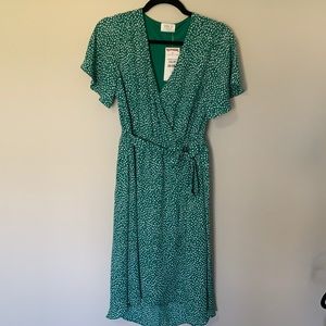 NEW WITH TAGS! Sienna Sky Green Dotted Wrap Dress